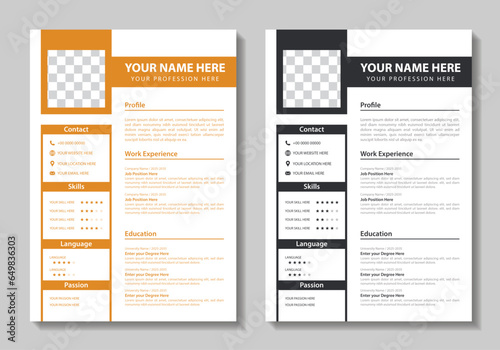 Clean Modern Resume and Cover Letter Layout Vector Template for Business Job Applications, Minimalist resume cv template, Resume design template, cv design, multipurpose resume design minimal Design