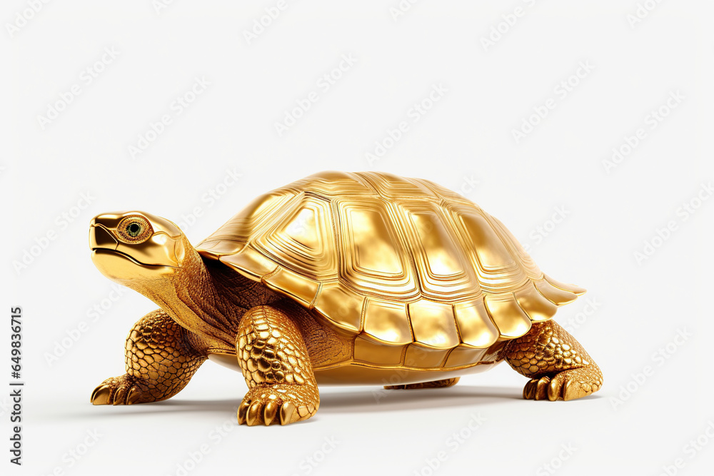 Obraz premium gold turtle on a white background