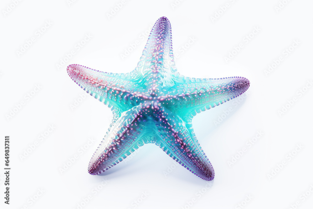 holographic starfish on a white background holographic starfish on a white background