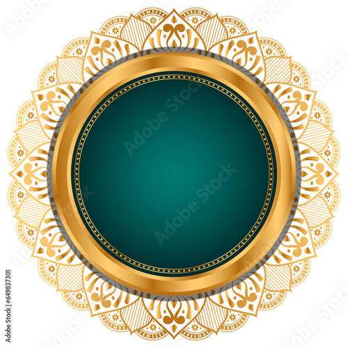 Luxury circle golden mandala arabic ornament islamic banner title frame text box border