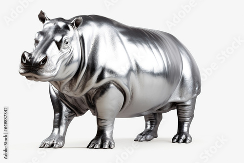 silver hippo on a white background