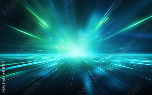 Blue green light effect abstract background,created with generative ai tecnology.