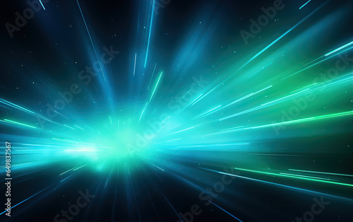 Blue green light effect abstract background,created with generative ai tecnology.