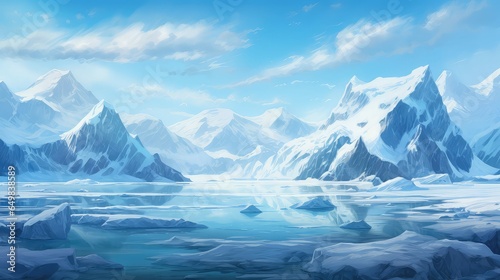 winter icy arctic peaks illustration environment freeze, peak north, cold iceberg winter icy arctic peaks