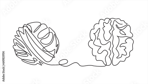 Chaos and brain, abstract minimalist concept vector illustration. Metaphor of disorganized difficult problem mess with single continuous tangle thread in need of unraveling, found solution.