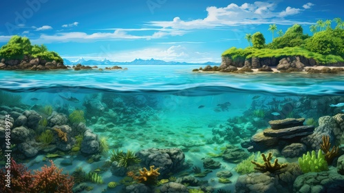 blue island marine sanctuaries illustration water travel, sea ocean, sky beach blue island marine sanctuaries © sevector