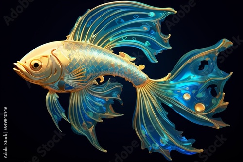 3d rendering. fish on black background.