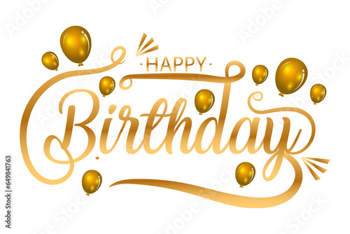 Typography of happy birthday golden text clipart