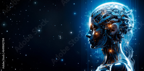 Biomechanical robot, piece AI concept. Generative AI
