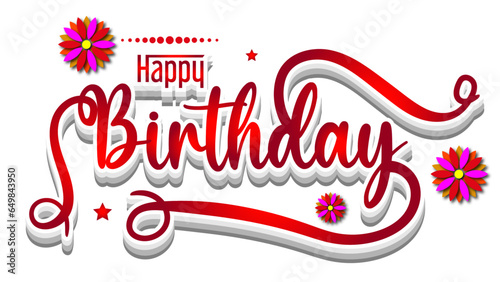 Photography Happy birthday red typography text with balloons and hearts illustration