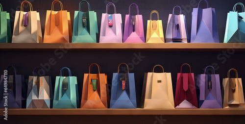 Colorful shopping bags, sales and stores concept. Generative AI
