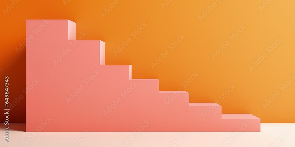 Orange wall and staircase conceptual illustration. Generative AI Orange wall and staircase conceptual illustration. Generative AI
