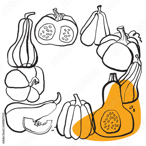 Hand drawn pumpkin silhouette on white  background. Vector EPS 10 vector 