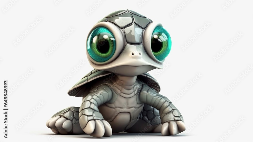 Create a 3D character of a baby turtle emerging from Generative Ai Create a 3D character of a baby turtle emerging from Generative Ai