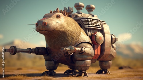 big robot capybara with guns and turbine Generative Ai