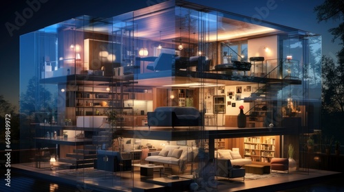 Interior home with ai IoT digital, Generative AI