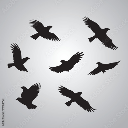 Flying birds vector elements for design birds illustration tattoo design on white background 