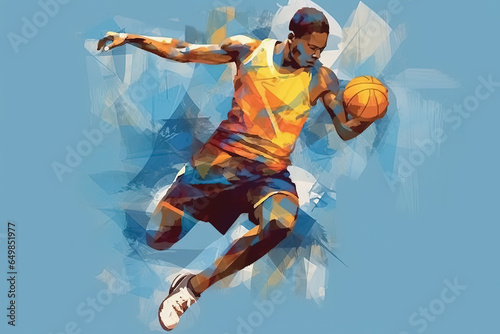 A man playing basketball watercolor painting. Generative Ai
