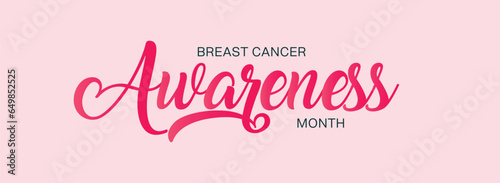Breast Cancer Awareness line lettering. Hand drawn modern vector calligraphy isolated on pink background. Simple inscription with swashes, wavy lettering text. Awareness Month October Banner Template.