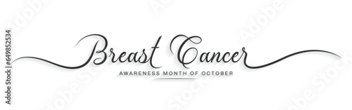 Breast Cancer Awareness line lettering. Hand drawn modern vector calligraphy isolated on white background. Simple inscription with swashes, wavy lettering text. Awareness Month October Banner Template