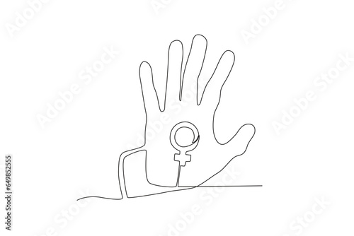 A symbol to stop violence against women. International day for the elimination of violence agains women one-line drawing