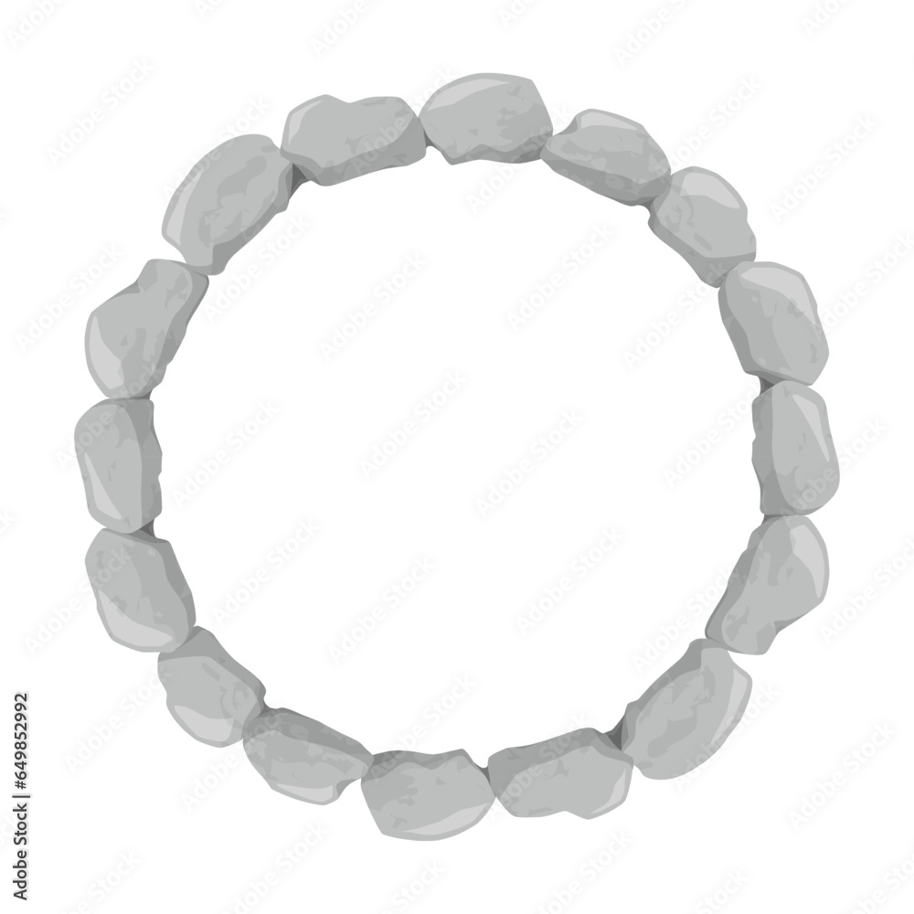 Obraz premium 石のラインの丸いフレームイラスト