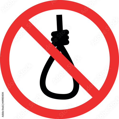 No suicide icon sign. Forbidden signs and symbols.