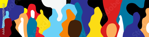 psychology of group people abstract vector illustration. Horizontal multiple colored composition