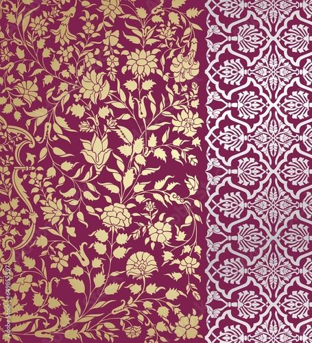 wedding card design  traditional paisley floral pattern   royal India 