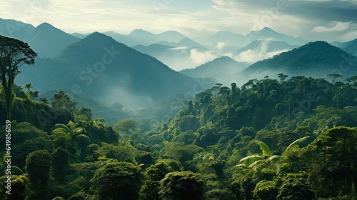 jungle green rainforest landscape illustration environment leaf, natural foliage, scenic water jungle green rainforest landscape © sevector
