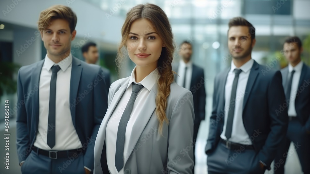 Portrait of confident businessmen and businesswomen in office. Portrait of confident businessmen and businesswomen in office.