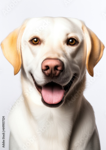 Animal portrait of a white dog on a white background conceptual for frame