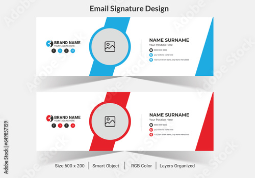 Modern and minimalist email signature or email footer template, Minimalist email signature template design or email footer and personal social media cover,Corporate Email signature template or email f