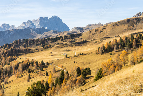 Autumn mountain landscape in South Tyrol in Italy, useable as background or wallpaper photo