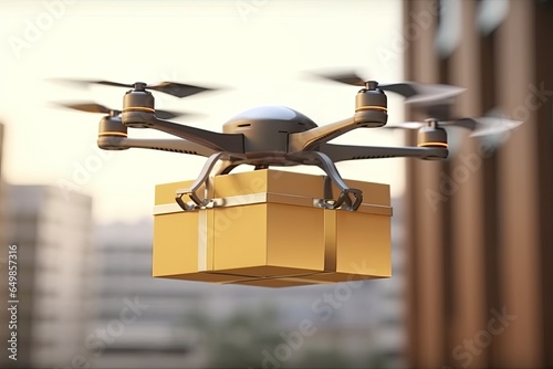 Delivering drone in big city photo