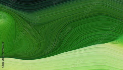 abstract green background, modern waves background illustration with dark green, horizontal banner with waves, olive drab and very dark green color photo