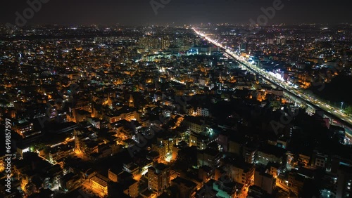 Bangalore  Night Cityscape Aerial Hyperlapse. Indian Cityscape