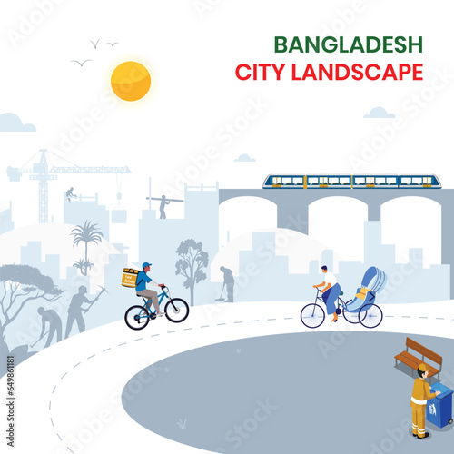 Bangladesh city landscape illustration