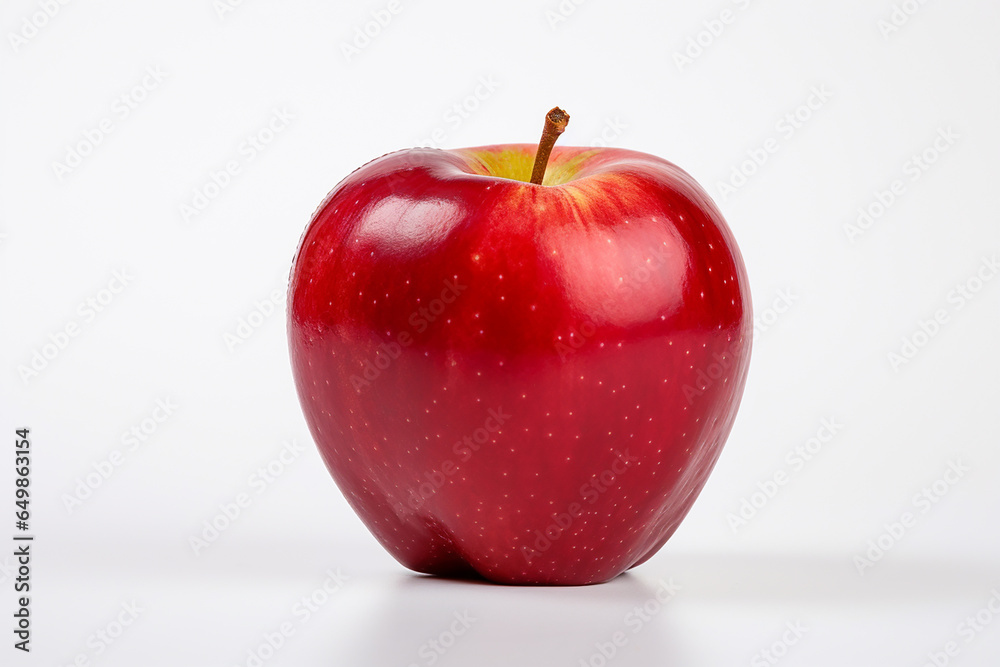 Deliciously Juicy Red Apple in Studio Close-Up - with shadow. Generative AI. Deliciously Juicy Red Apple in Studio Close-Up - with shadow. Generative AI.