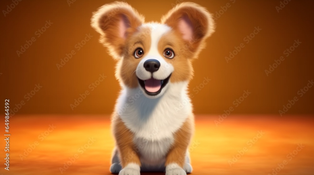 Russel and Corgi mixed breed cute small round dog Generative Ai