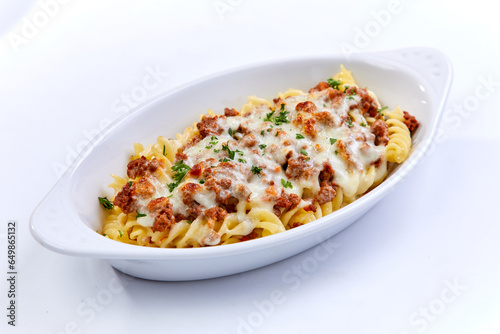 pasta with minced meat and parmesan