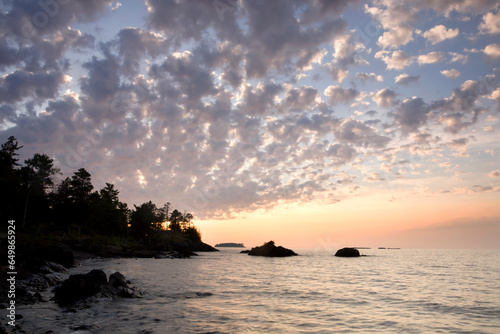Sunset On The South Shores Of Lake Superior; Michigan, United States Of America