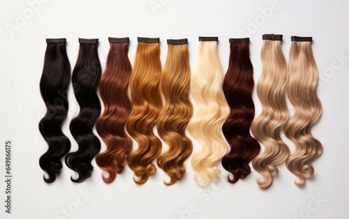 Various colors of hair extension bundles. Generative AI