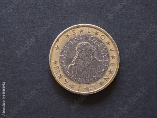 1 Euro coin, currency of Slovenia, EU photo