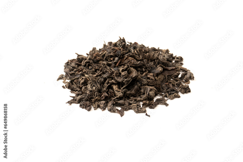 Dried tea leaves isolated on a white background. Dried tea leaves isolated on a white background.