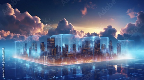  Abstract visualization colorful background smart city of cyberspace and metaverse digital data of futuristic and technology  Internet and big data of cloud computing  5g connection data analysis. 3d 