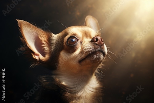 Determined Chihuahua looking up. Canine friend. Generate Ai