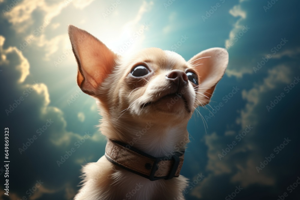 Chihuahua looking up. Canine friend. Generate Ai