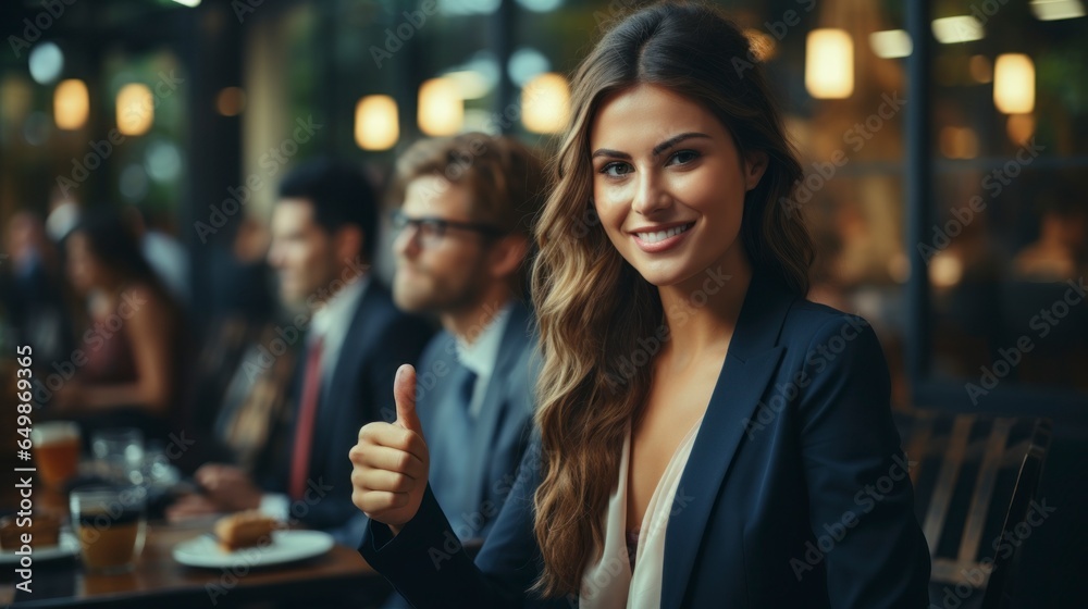 Business Woman showing thumbs up and smiling. Business Woman showing thumbs up and smiling.