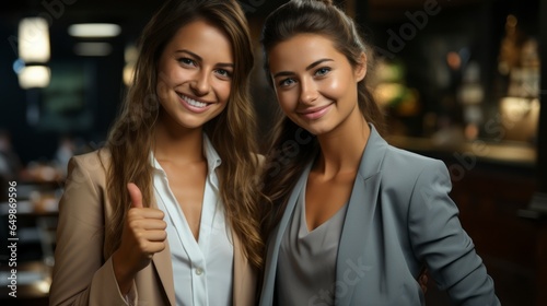 Business Woman showing thumbs up and smiling. © Muzaffer Stock